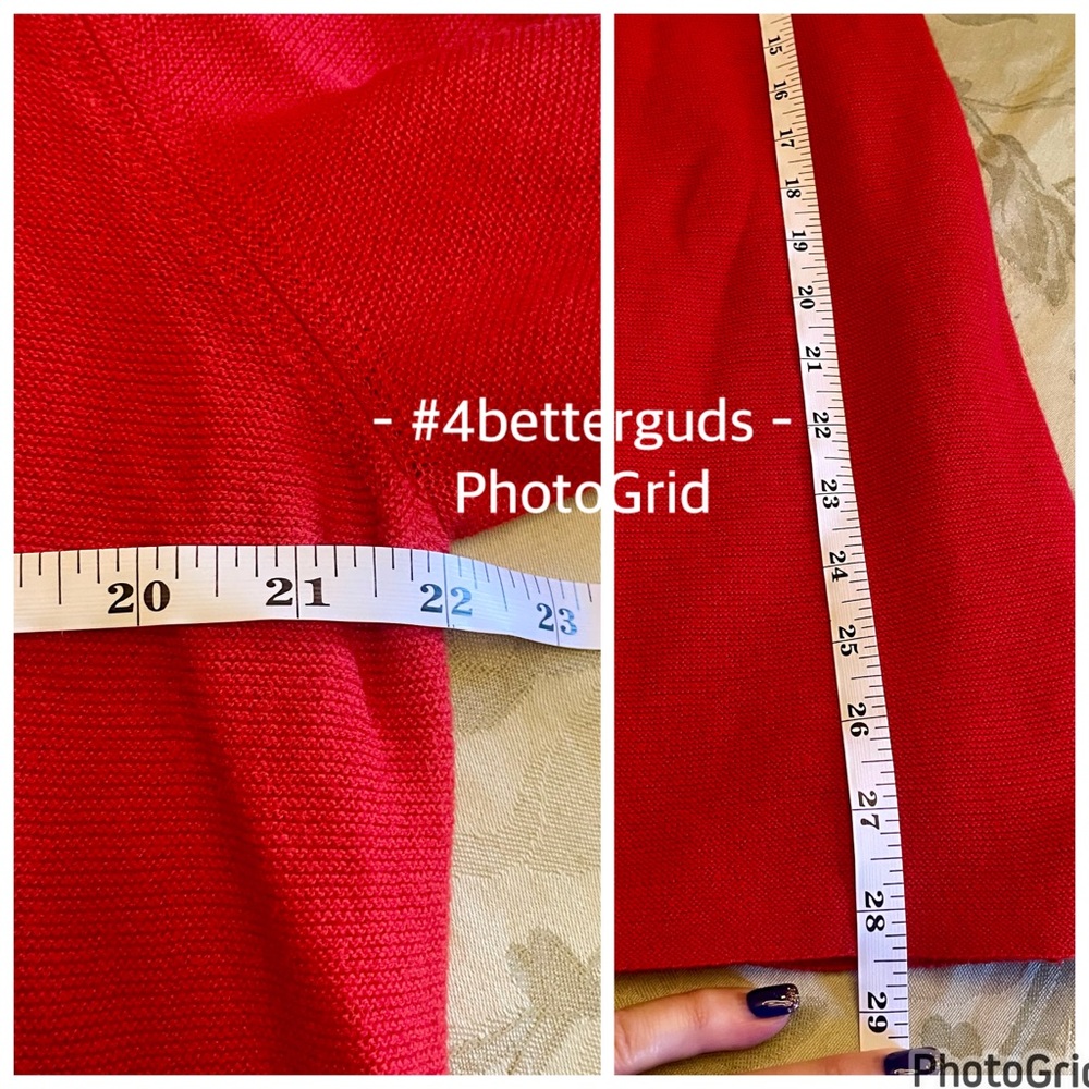 Eileen Fisher OpenโCardigan Organic Cotton Knit Sweater Red Large - Picture 11 of 16